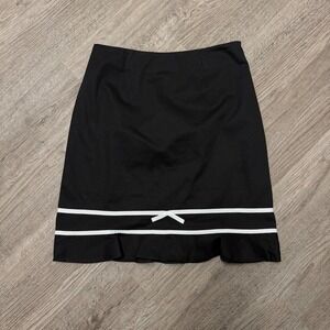 NYCC‎ Womens Black White Striped Bow Ruffle Hem Skirt Size 6 Style 19907